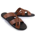 Chinelo Masculino Couro Elegante Classico 106M Marrom