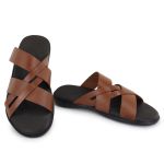 Chinelo Masculino Couro Elegante Classico 106M Marrom