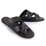 Chinelo Masculino Couro Elegante Classico 106C Café