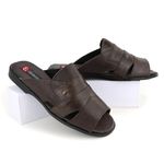 Chinelo Masculino Couro Elegante Classico 408C Café