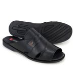 Chinelo Masculino Couro Elegante Classico 408P Preto