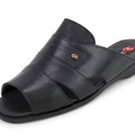 Chinelo Masculino Couro Elegante Classico 408P Preto