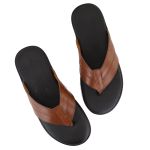 Chinelo Masculino Couro Elegante Classico 105M Marrom