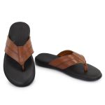 Chinelo Masculino Couro Elegante Classico 105M Marrom