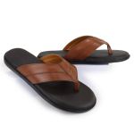 Chinelo Masculino Couro Elegante Classico 105M Marrom