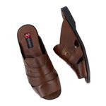 Chinelo Masculino Couro Elegante Classico 408M Marrom