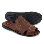 Chinelo Masculino Couro Elegante Classico 408M Marrom