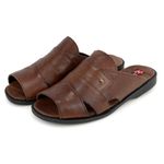 Chinelo Masculino Couro Elegante Classico 408M Marrom