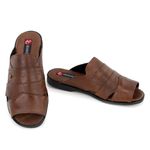 Chinelo Masculino Couro Elegante Classico 408M Marrom