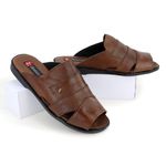 Chinelo Masculino Couro Elegante Classico 408M Marrom