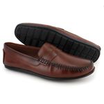Mocassim Masculino Couro Legitimo Elegante 602M Marrom