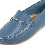 Mocassim Feminino Couro legitimo Elegante 460A Azul