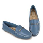 Mocassim Feminino Couro legitimo Elegante 460A Azul