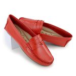 Mocassim Feminino Couro legitimo Confortavel 450V Vermelho