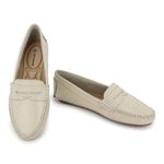 Mocassim Feminino Couro legitimo Confortavel 450Off Branco