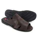 Chinelo Masculino Couro Elegante Classico 408C Café