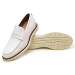 Sapato Social Masculino Couro Legitimo Elegante 12500B Branco