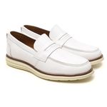 Sapato Social Masculino Couro Legitimo Elegante 12500B Branco