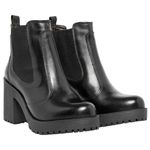 Bota Feminina Couro Legitimo Cano Curto Salto 14030P Preto