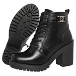 Bota Feminina Couro Legitimo Cano Curto Salto 14020P Preto