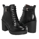 Bota Feminina Couro Legitimo Cano Curto Salto 14020P Preto
