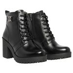 Bota Feminina Couro Legitimo Cano Curto Salto 14020P Preto