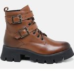 Bota Feminina Couro Legitimo Cano Curto Salto 14300M Marrom
