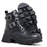 Bota Feminina Couro Legitimo Cano Curto Salto 14300P Preto