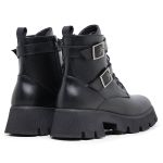 Bota Feminina Couro Legitimo Cano Curto Salto 14300P Preto