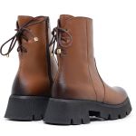 Bota Feminina Couro Legitimo Cano Curto Salto 14200C Cafe
