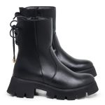 Bota Feminina Couro Legitimo Cano Curto Salto 14200P Preto