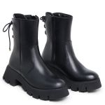 Bota Feminina Couro Legitimo Cano Curto Salto 14200P Preto