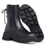 Bota Feminina Couro Legitimo Cano Curto Salto 14200P Preto