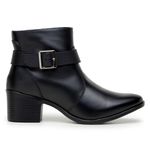 Bota Feminina Couro Legitimo Cano Curto Salto 7020P Preto