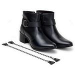 Bota Feminina Couro Legitimo Cano Curto Salto 7020P Preto