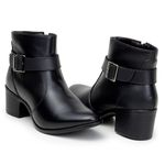 Bota Feminina Couro Legitimo Cano Curto Salto 7020P Preto