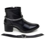 Bota Feminina Couro Legitimo Cano Curto Salto 7020P Preto