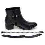 Bota Feminina Couro Legitimo Cano Curto Salto 7020P Preto