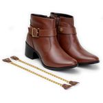 Bota Feminina Couro Legitimo Cano Curto Salto 7020C Cafe