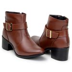 Bota Feminina Couro Legitimo Cano Curto Salto 7020C Cafe