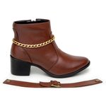 Bota Feminina Couro Legitimo Cano Curto Salto 7020C Cafe