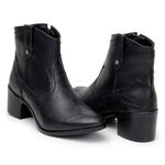 Bota Feminina Couro Legitimo Cano Curto Salto 7010P Preto