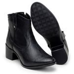 Bota Feminina Couro Legitimo Cano Curto Salto 7010P Preto