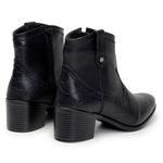 Bota Feminina Couro Legitimo Cano Curto Salto 7010P Preto
