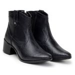 Bota Feminina Couro Legitimo Cano Curto Salto 7010P Preto