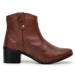 Bota Feminina Couro Legitimo Cano Curto Salto 7010C Cafe