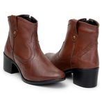 Bota Feminina Couro Legitimo Cano Curto Salto 7010C Cafe
