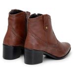 Bota Feminina Couro Legitimo Cano Curto Salto 7010C Cafe