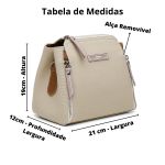 Bolsa 3 Ziper Lona Alça Ajustável Removível Cor Bege