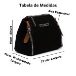 Bolsa 3 Ziper Lona Alça Ajustável Removível Cor Preto